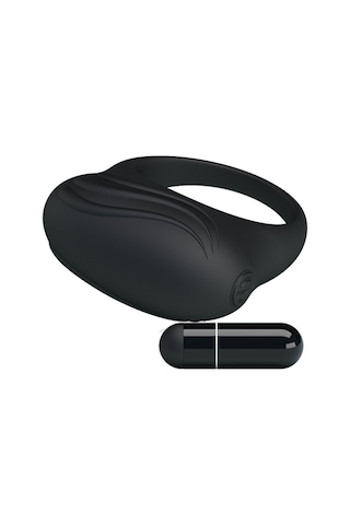 Carmine Pretty Love Bertram Pürüzsüz Silikon Titreşimli Penis Halkası Siyah