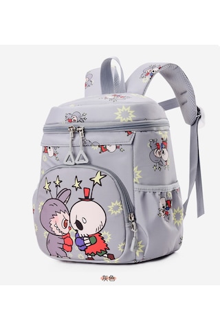 Sevimli Karikatür Büyük Kapasiteli Sırt Çantası - Gri Gri