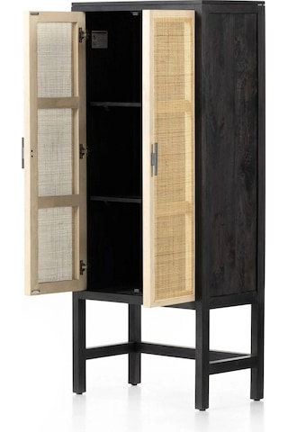 Noir Masif Ahşap Rattan Detaylı Büfe Dolap