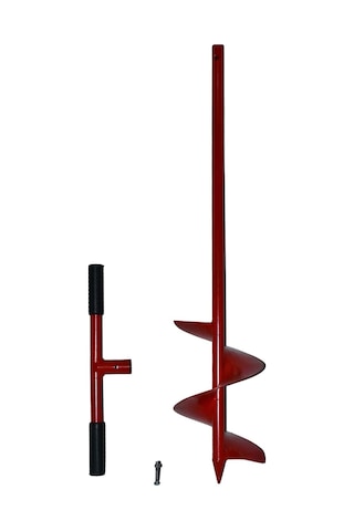 Toprak Burgusu Kuyu Açma Makinesi Montaj Kollu 20 Cm Çap Kırmızı