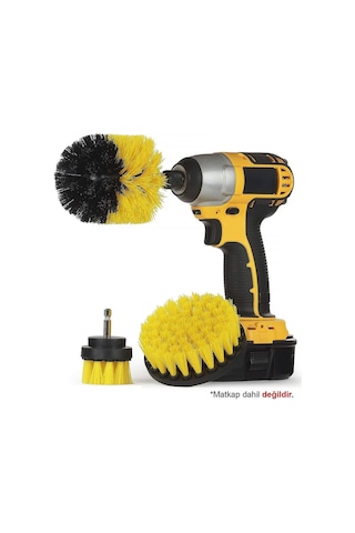 Matkap Ucuna Takılan 3 Lü Temizlik Fırça Seti Zorlu Kir Temizleme