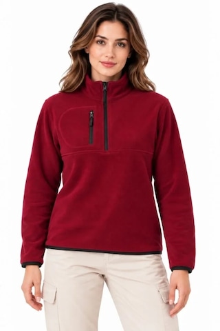 Butik İstanbul Polar Dik Yaka Yarım Fermuarlı Fermuarlı Göğüs Cepli Regular Fit Kışlık Sweatshirt - Bordo