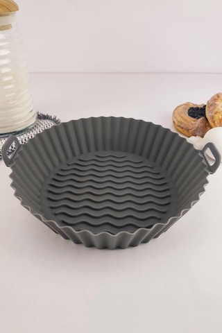 Digithome Yanmaz Yapışmaz Silikon Kulplu Airfryer Kalıbı 20 Cm Gri Thn75823 Gri