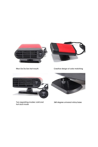 Flybuy 12v Araba İçi Isıtıcı Ve Hava Temizleyici - Hızlı Isınma, Buz Çözme, Sis Giderme, Güvenli, 2 İçin 1, Siyah Kırmızı