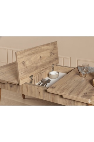 Armone 6 Kişilik Açılır Yemek Masası Takımı Modern Ve Şık Tasarım Naturel Beyaz