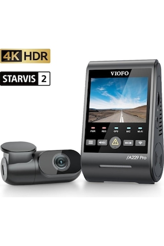 Viofo A229 Pro 2 Kameralı Ön+arka 4k+2k Hdr Sony Starvis 2 Sensörlü Wi-fi Gps'li Araç Kamerası