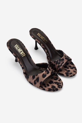 Valmenti Kadın Tekstil Leopar Topuklu Terlik 932 Y278 Bn Trlk Y26 Leopar Saten Çok Renkli