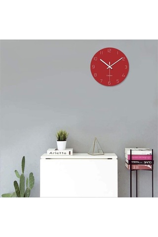 Primepickings Sessiz Kuvars Dekoratif Duvar Saati Geçmeyen Yuvarlak Pille Çalışan Cam Saat Oturma Odası Mutf A