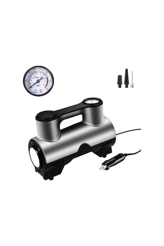 Symbee 12v Araba Lastik Pompa, Led Işıklı Otomatik Durdurma, 3 Fişli El Tipi Hava Makinesi Otomobil Genel Kullanım , Gümüş-siyah St-211