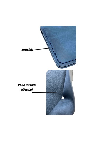 El Yapımı Hakiki Deri Premium Cüzdan Lacivert
