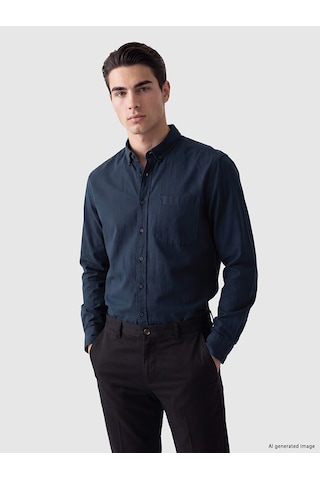 Lcwaıkıkı Classic Lacivert Regular Fit Gabardin Erkek Gömlek