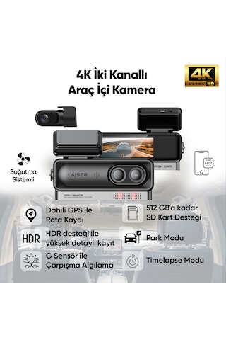 Laiser Alpha 1 4k Araç İçi Kamera 2 Kanallı Sony Imx678 Gps + Wi-fi + Park Modu Ön-arka Laiser Alpha 1 4k Araç İçi Kamera 2 Kanallı Sony Imx678 Gps + Wi-fi + Park Modu Ön-arka