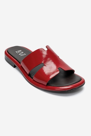 Luvi Shoes Brıo Kırmızı Rugan Hakiki Deri Kadın Terlik