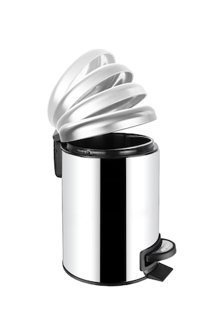 SİLİWAX Elit Ikili Banyo Seti Paslanmaz 3lt Çöp Kovası + Tuvalet Fırçası Krom