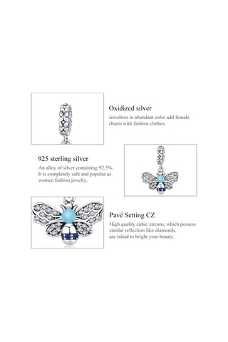 Fastbuy S925 Gümüş Kolye Arı Moda Çok Renkli Boncuklu Takı Çok Renkli