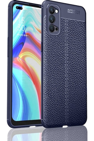 Oppo Reno 4 Kilif Tam Korumali Deri Görünümlü Silikon Kapak 463562317
