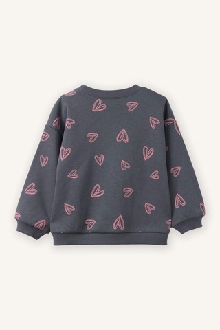 Defacto Oversize Geniş Kalıp Bisiklet Yaka Desenli Sweatshirt Kız Bebek G7502a526spar58 Antrasit-ar58