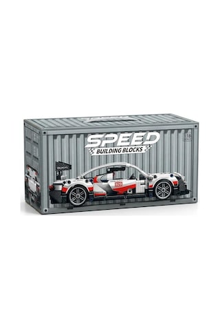 Toys E Toys Speed Building Blocks 1:18 Ölçek Çek Bırak Beyaz Yarış Arabası Yapı Blok Seti 455 Parça 9055-3