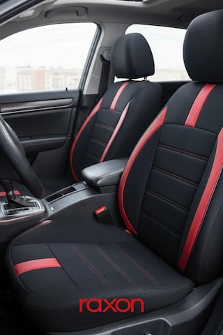 Neptun Plus Serisi Tay Tüyü Kumaş Oto Koltuk Kılıfı Tam Set Airbag Uyumlu Lüks Araç Koltuk Kılıfı Kırmızı