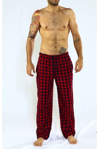 Herrmen Kırmızı Lacivert Kareli Pijama Pantolon