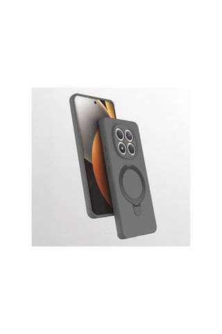 Xiaomi Redmi Note 15 Pro Kılıf M-safe Şarj Özellikli Standlı Premium Kapak Gri Gri