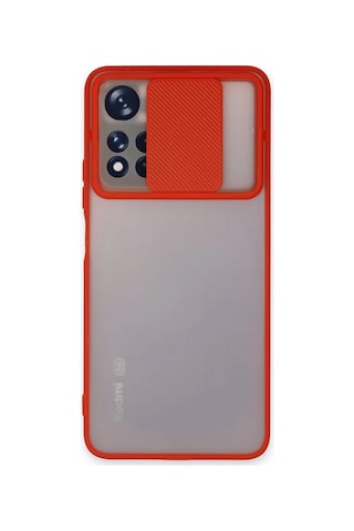 Newface - 590 - Xiaomi Redmi Note 11 Pro Plus 5g Kılıf Palm Buzlu Kamera Sürgülü Silikon - Csmo-tex - - Kırmızı