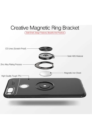 Xiaomi Mi A1 Yüzüklü Manyetik Ravel Kilif Kirilmaz Ekran Koruyucu 514180289