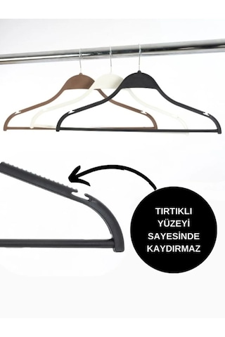 10'lu Siyah, Beyaz, Kahve Plastik Askı Seti Dayanıklı Kıyafet Askıları, Ev Ve Ofis Kullanımı İçin Kahverengi