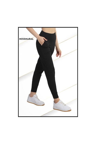 Kadın Siyah Yüksek Bel Jogger Eşofman Altı Joggers 1061 Siyah