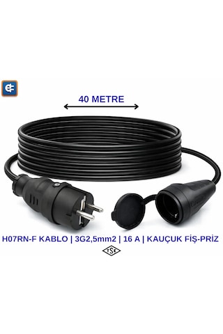 Evdecharge H07rn-f Uzatma Kablosu 3 2,5 Mm² 40 Metre 16a Elektrikli Araç Şarjı İçin En Doğru Uzatma Kablosu