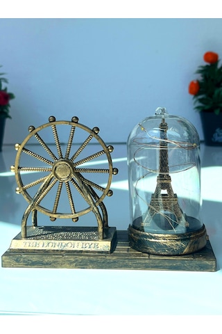 Yel Değirmeni Ve Eyfel Kulesi Cam Küreli Masaüstü Biblo Hediye