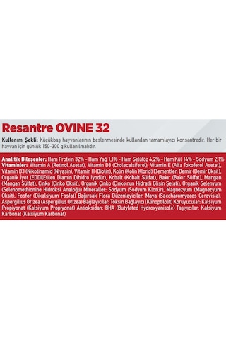 Resantre Ovine 32 Pelet Yem 25 Kg Tamamlayıcı Konsantre