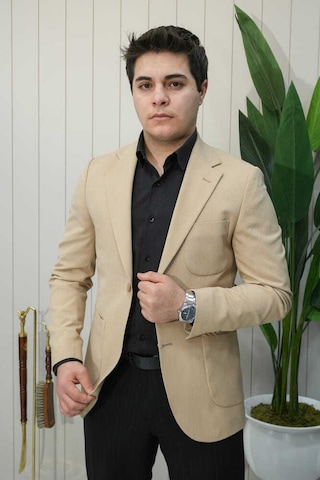 Bys Beystil Sivri Yaka Krem Ceket 572 - Slim Fit