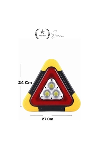 Led Işıklı Üçgen Reflektör Projektör Acil Durum Feneri Flaşör Trafik Şarjlı Solar İkaz Lambası