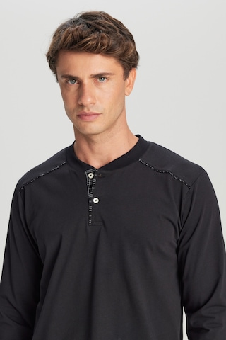 AC&Co / Altınyıldız Classics Erkek Sıyah %100 Pamuk Standart Fit Hakim Yaka Desenli Cepli Pijama Takımı Siyah