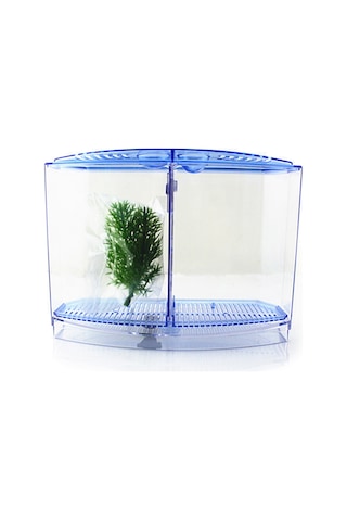 Xiyyadms Ofis İçin Akrilik Çift Bölmeli Mini Akvaryum - Led Aydınlatmalı, Balık Yavrusu Yetiştirme Ve İzolasyon Özellikli