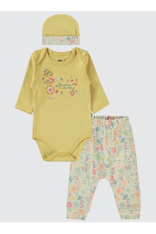 Civil Baby Kız Bebek 3'lü Takım 6-18 Ay Hardal Hardal