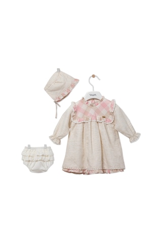 Şapka Makosen Çorap Külotlu 5'li Kız Bebek Elbise Yenidoğan Hediye Seti 12608 001