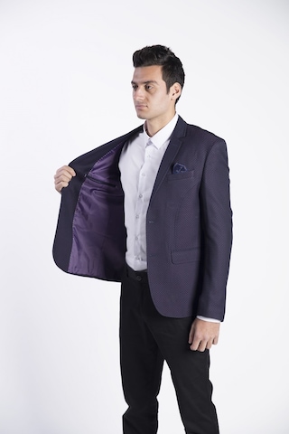 Sposo G-207 Dar Kalıp Desenli Mor Erkek Blazer Ceket Mor