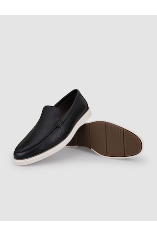 Cabani Villare Hakiki Deri Siyah-beyaz Erkek Loafer 121354-7205