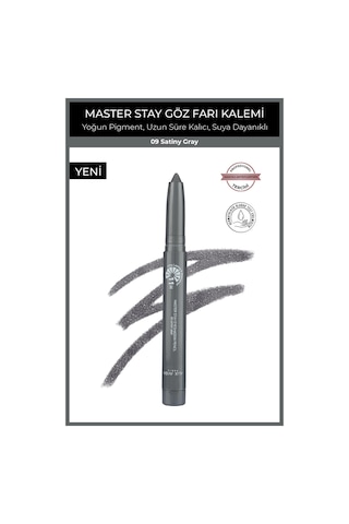 Alix Avien Suya Dayanıklı 11 Saat Kalıcı Yoğun Pigmentli Kremsi Göz Kalem Farı Master Stay 09 Satiny Gray