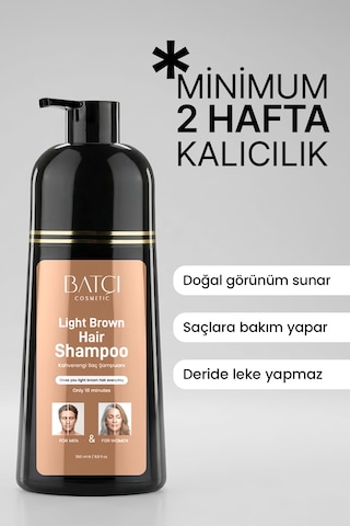 Batçı Beyaz Saçlar İçin Açık Kahve Anında Etkili Saç Boyası Şampuan 350 ML