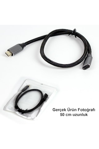 Ga86 Type-c Uzatma Kablosu Asla Kopmaz Örgü Kablo Mac-book İ-pad Air 4 Telefon Bilgisayar Alüminyum Kasa 50 Cm