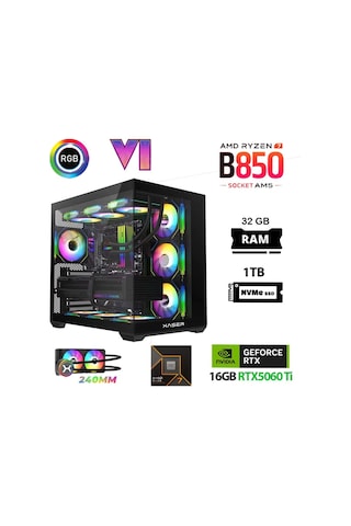 Xaser LEXUS X690 R7-7800X3D 32 GB 1 TB M.2 NVMe SSD 16 GB RTX5060 Ti Free Dos Masaüstü Oyuncu Bilgisayarı