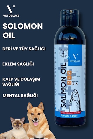 Vetdeluxe Salmon Oil Omega 3-6 Deri Tüy Sağlığını Destekleyen Somon Yağı 200 ML