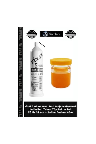 Özel Seri Onarım Seti Proje Malzemesi Lehimteli Takım Tüp Lehim Teli 25 Gr 12mm + Lehim Pastası 40gr