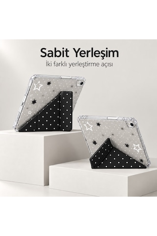 Samsung Galaxy Tab S10 Fe /s10 Lite/s10/s9 Fe/s9 Uyumlu Uyumlu Desenli Mars Kalem Bölmeli Kılıf Kapaklı Kılıf