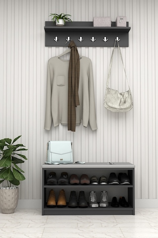 Asra Trend Puflu Ayakkabılık Ve Askılık A-34 Antrasit Antrasit