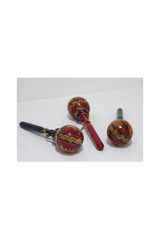 Büyük Boy Mahogany Ahşap Maracas - 27 Cm Uzunluk Açık Gri