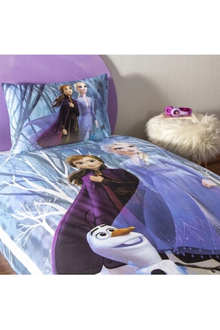 Taç Lisanslı Disney Frozen Winter Tek Kişilik Pamuk Nevresim Takı
